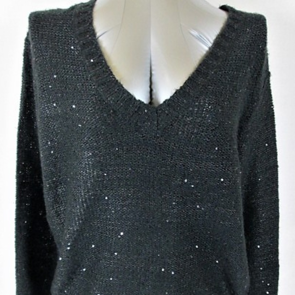 DECREE WOMENS Medium SHEER SEQUIN SWEATER (V)E1